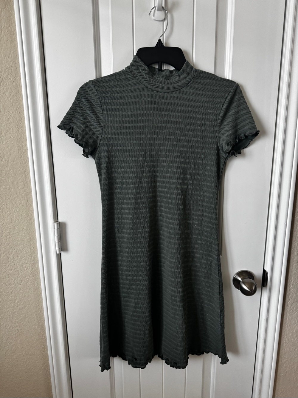 Derek Heart Olive Green Ribbed Mock Neck Mini Dress